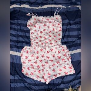 SHEIN Red Floral Women's Pajama Set